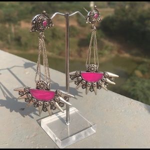 Oxidized Tribal Enamel Earrings - New